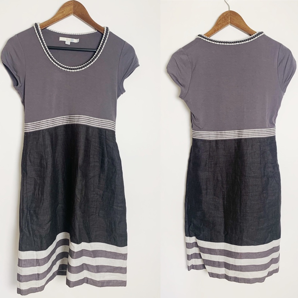 BODEN Striped Hem Dress Grey/White Size 4P
